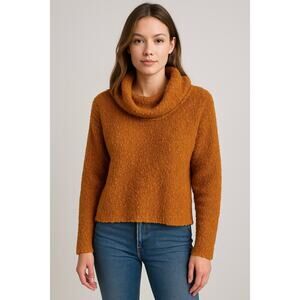Abercrombie & Fitch size small Burnt Orange Bouclé Cowl Neck Sweater Y2K